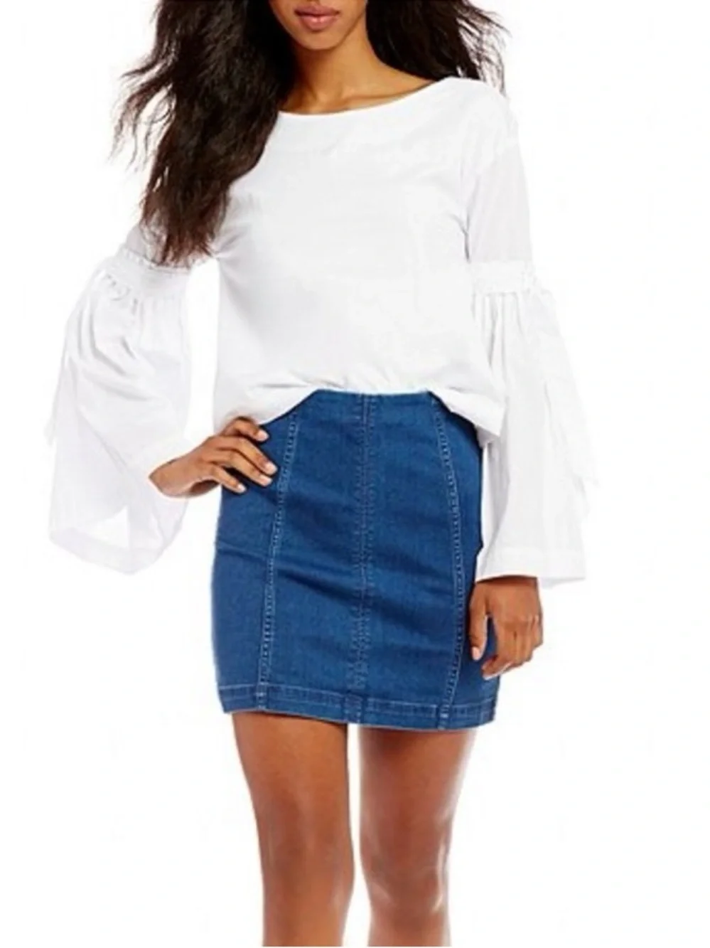 Free People Dark Blue Denim Mini Skirt